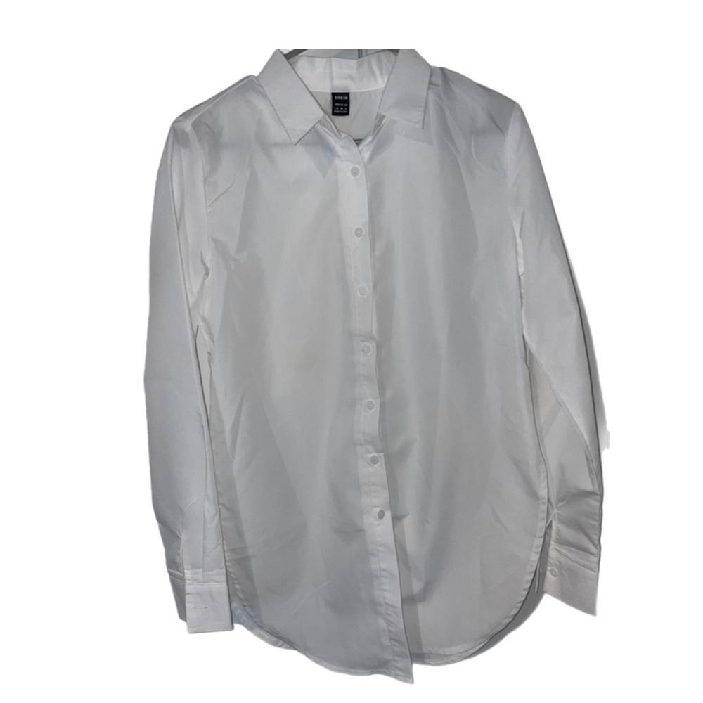 Solid white button down